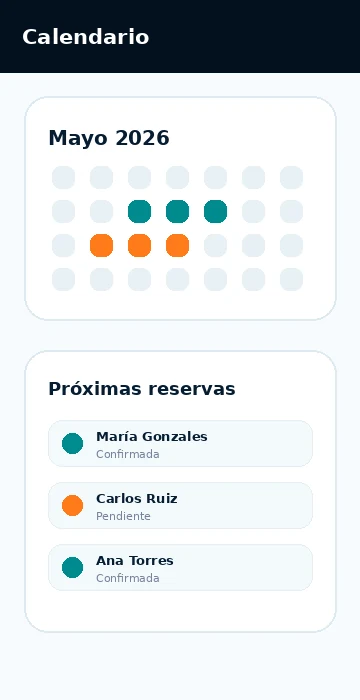 Calendario de reservas para alojamientos vacacionales